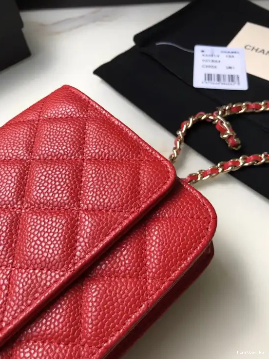 Firstbag Ru GOLD CHAIN WALLET CHANEL HARDWARE WITH CAVIAR 0609